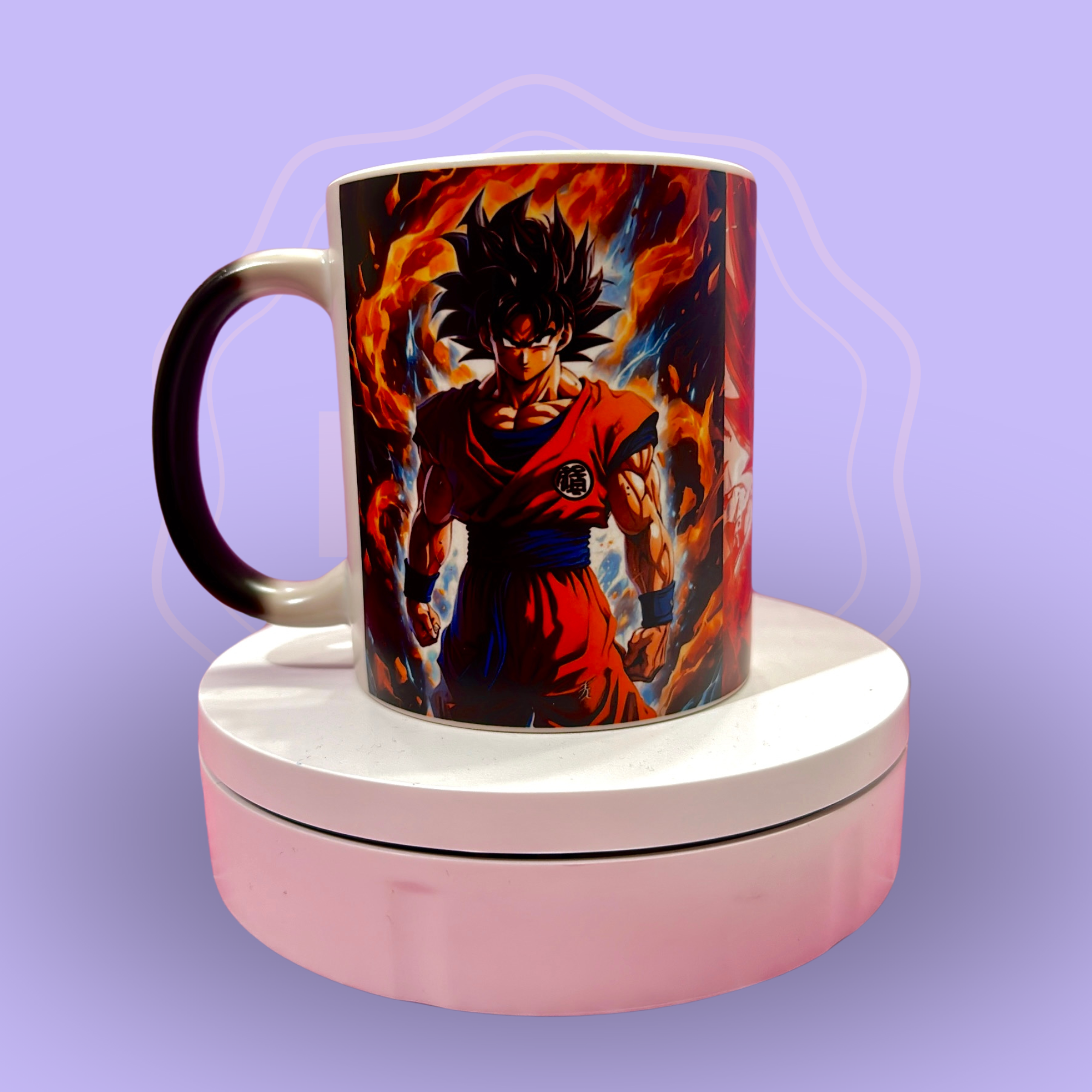 Taza Mágica negra con asa normal diseño Dragon ball